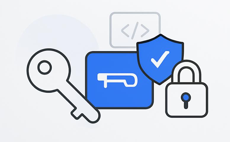 Developer working on secure JWT key generation with multiple code windows and security icons